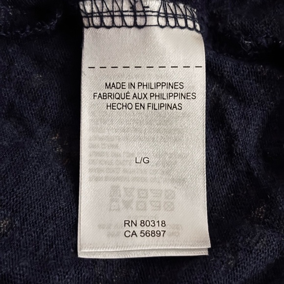 Boho Lucky Brand Dark Blue Blouse with White and Tan Accents - Picture 3 of 7